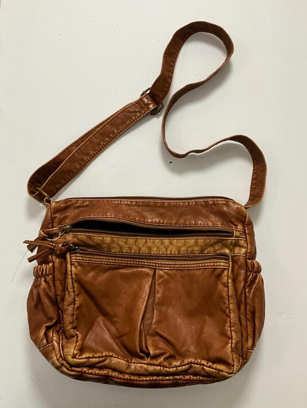 Vintage Distressed Leather Crossbody Purse Soft Slouchy Boho Shoulder Bag